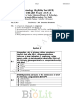 Biotechnology Eligibility Test (BET) For DBT-JRF Award (2013-14)