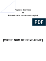 Registre Des Actions Et Résumé de La Structure Du Capital