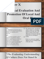 Critical Evaluation and Promotion of Local and Oral History