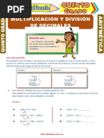 Multiplicación y División de Decimales para Quinto Grado de Primaria