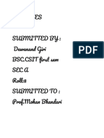 C P Notes Submitted By: Dewanand Giri BSC - CSIT First Sem Sec A Roll:8 Submitted To: Prof - Mohan Bhandari