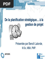 De La Planification Stratégique À La Gestion de Projet