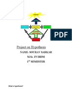 Project On Hypothesis: Name-Sourav Sarkar M.Sc. in Irdm 1 Semester