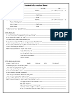 Student Information Sheet: (Circle One)