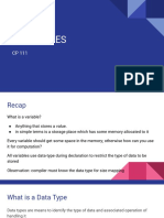 CP 111 Lecture 4 - DATA TYPES