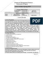 Course Outline Spring-2020: Department of Management Sciences University of Gujrat