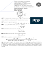 Primer Examen Parcial Area: Matematicas Fecha: 12/09/2018 Tiempo de Desarrollo Del Examen: 90minutos