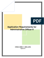 Application Requirements For Administrative Officer II: Crisia Anne V. Abellera