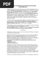 Contrato Individual de Trabajo Por Obra Determinad