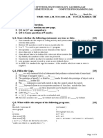 Institute of Petroleum Technology, Gandhinagar B.Tech 2007-End Semester Exam Computer Programming (161) Roll No. - Batch No.