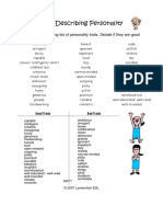 Look at The Following List of Personality Traits. Decide If They Are Good or Bad