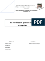 Les Modèles de Gouvernance de L'entreprise