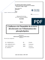 L'influence de L'humidité de La Terre Décolorante Sur L'élimination Des Phospholipides