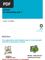 Land Law Co-Ownership Part 1: Lecturer: Jan Maltby