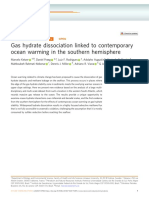 Gas Hydrate Dissociation Linked To Contemporary Ocean Warming in The Southern Hemisphere