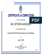 Practicing COVID-19 Preventive Measures in The Workplace - Certificate of Completion