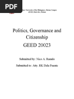 Politics, Governance and Citizenship: GEED 20023