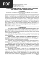 Factors Influencing Work-Life-Balance of Women Professionals in It Industry-A Study in Tamilnadu, India