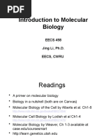 Introduction To Molecular Biology: EECS 458 Jing Li, Ph.D. Eecs, Cwru