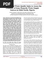 Application of Water Quality Index To Assess The Potability of Some Domestic Water Supply Sources in Mubi North Nigeria IJERTV9IS080335 PDF