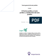 U1 - El Hecho Jurídico, El Acto Jurídico y Clasificación Del Acto Jurídico