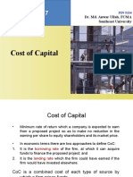 Cost of Capital: Dr. Md. Anwar Ullah, FCMA Southeast University