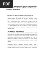 Distribución de Planta de Un Taller de Mantenimiento Automotriz para Vehículos de Hasta 3 Toneladas para Transporte de Pasajeros