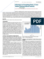 Post Merger Performance of Acquiring Firms: A Case Study On Indian Pharmaceutical Industry