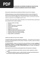 Regulación Convencional en Materia de Derecho Colectivo Del Trabajo y Fuentes Del Derecho Colectivo Del Trabajo