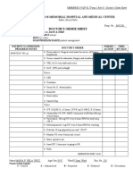 Doctor'S Order Sheet: Mariano Marcos Memorial Hospital and Medical Center