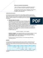 Aspectos Complementarios en La Evaluación de Proyectos