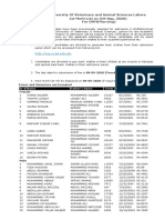 University of Veterinary and Animal Sciences Lahore 1st Merit List On (05 Sep, 2020) For DVM (Morning)