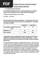 1assignment On Rates of Reaction and Energy Changes