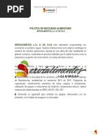 Politica de Inocuidad Alimentaria Servialimentos