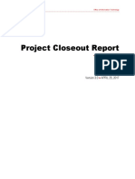 Project Closeout Report: Template