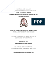 Los Actos Juridicos de Los Sujetos Según El Código Procesal Civil y Mercantil en El Salvador