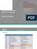 Manufacturing Processes I MECH 421 - Spring 2020