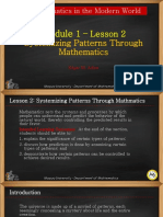 Mathematics in The Modern World: Systemizing Patterns Through Mathematics