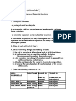 The Cell and Cell Transport Essential Questions