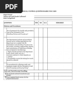 Internal Control Questionnaire For Cash