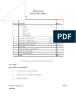 List of Clinical Assignments: Requirement List First Year B.Sc. Nursing