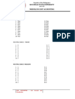 Batangas State University Module in Cost Accounting: Answer Key True or False