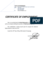 Certificate of Employment JM