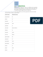 Prepositions After Adjectives: Adjective Preposition