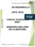 Plan de Desarrollo San José de La Montaña 2016 2019