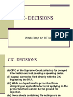 Cic-Decisions: Work Shop On RTI Act