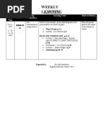 Weekly Learning Plan: Day and Time Learning Area Learning Competency Learning Tasks Mode of Delivery