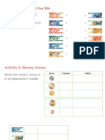 Activity 1: Connect The Bills: Draw A Line To Connect The Front and The Corresponding Back Face of The Bills