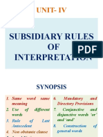 Unit-Iv: Subsidiary Rules OF Interpretation