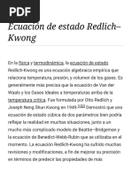 Ecuación de Estado Redlich-Kwong - Wikipedia, La Enciclopedia Libre